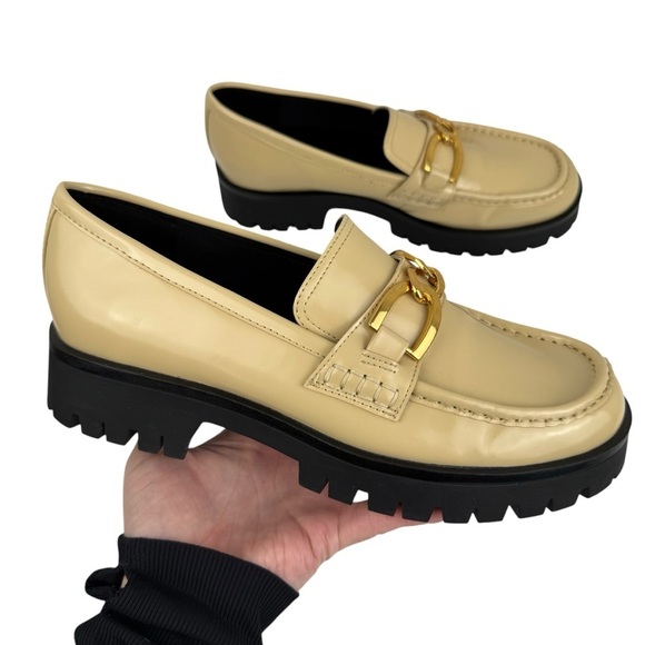 Nine West Womens Gemay 3 Patent Slip On Loafer Heels Shoes Comfort Neutral SZ 9M - Picture 11 of 16